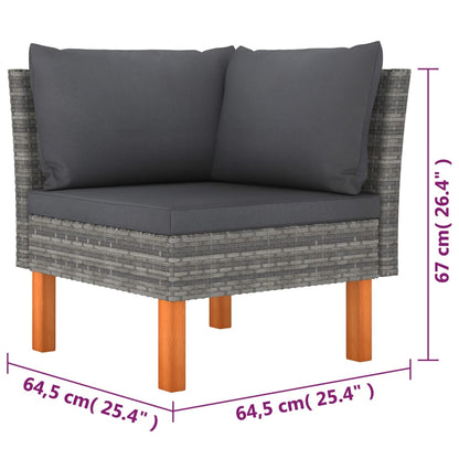 6-tlg. Garten-Lounge-Set mit Kissen Poly Rattan Grau - Pazzar.ch