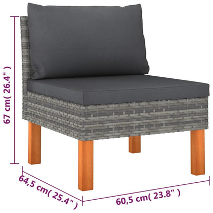 6-tlg. Garten-Lounge-Set mit Kissen Poly Rattan Grau - Pazzar.ch