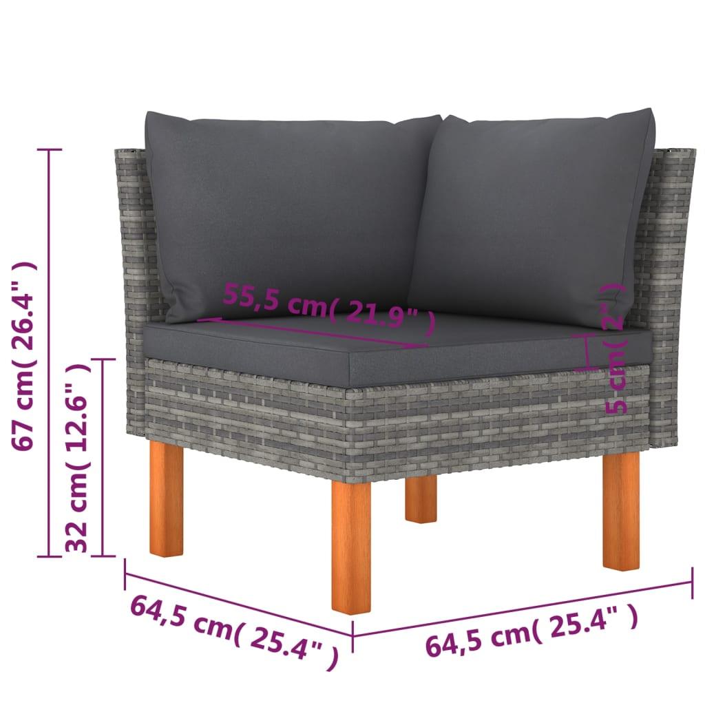 6-tlg. Garten-Lounge-Set mit Kissen Poly Rattan Grau - Pazzar.ch