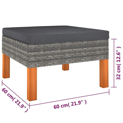 6-tlg. Garten-Lounge-Set mit Kissen Poly Rattan Grau - Pazzar.ch