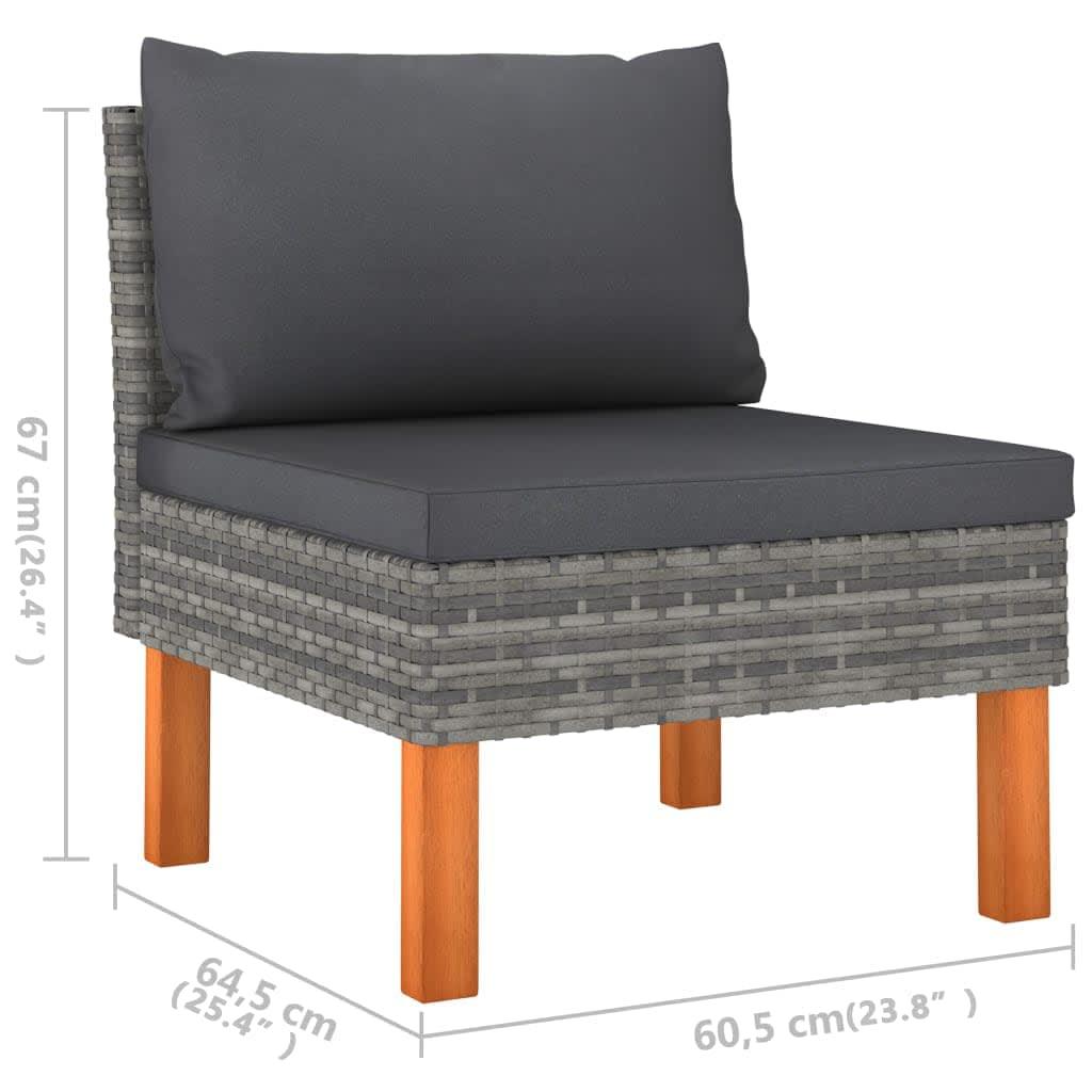 6-tlg. Garten-Lounge-Set mit Kissen Poly Rattan Grau - Pazzar.ch