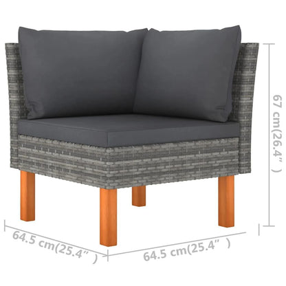 6-tlg. Garten-Lounge-Set mit Kissen Poly Rattan Grau - Pazzar.ch