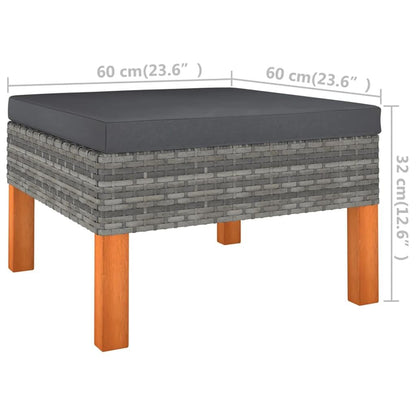 6-tlg. Garten-Lounge-Set mit Kissen Poly Rattan Grau - Pazzar.ch
