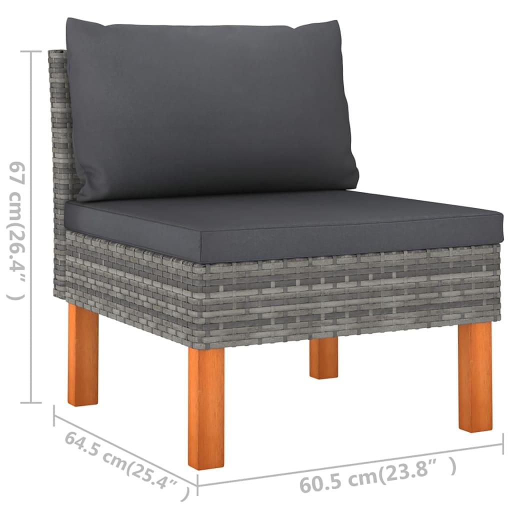 6-tlg. Garten-Lounge-Set mit Kissen Poly Rattan Grau - Pazzar.ch