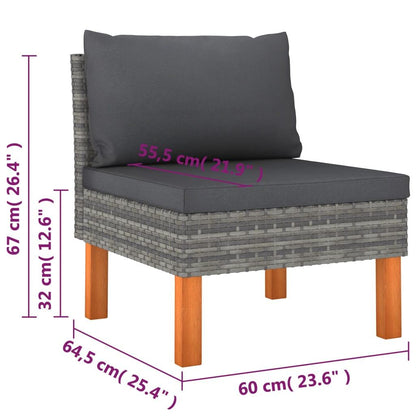 9-tlg. Garten-Lounge-Set mit Kissen Poly Rattan Grau - Pazzar.ch