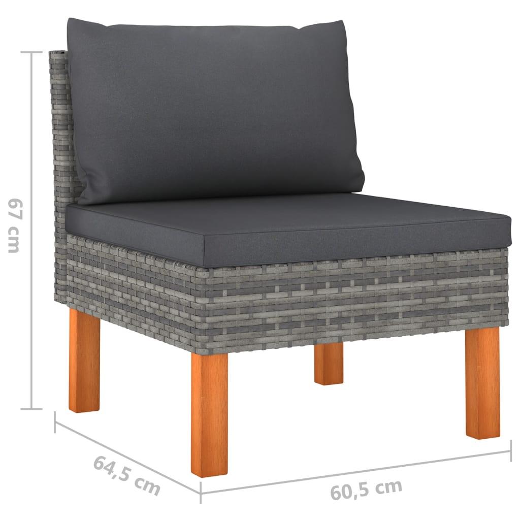 10-tlg. Garten-Lounge-Set mit Kissen Poly Rattan Grau - Pazzar.ch