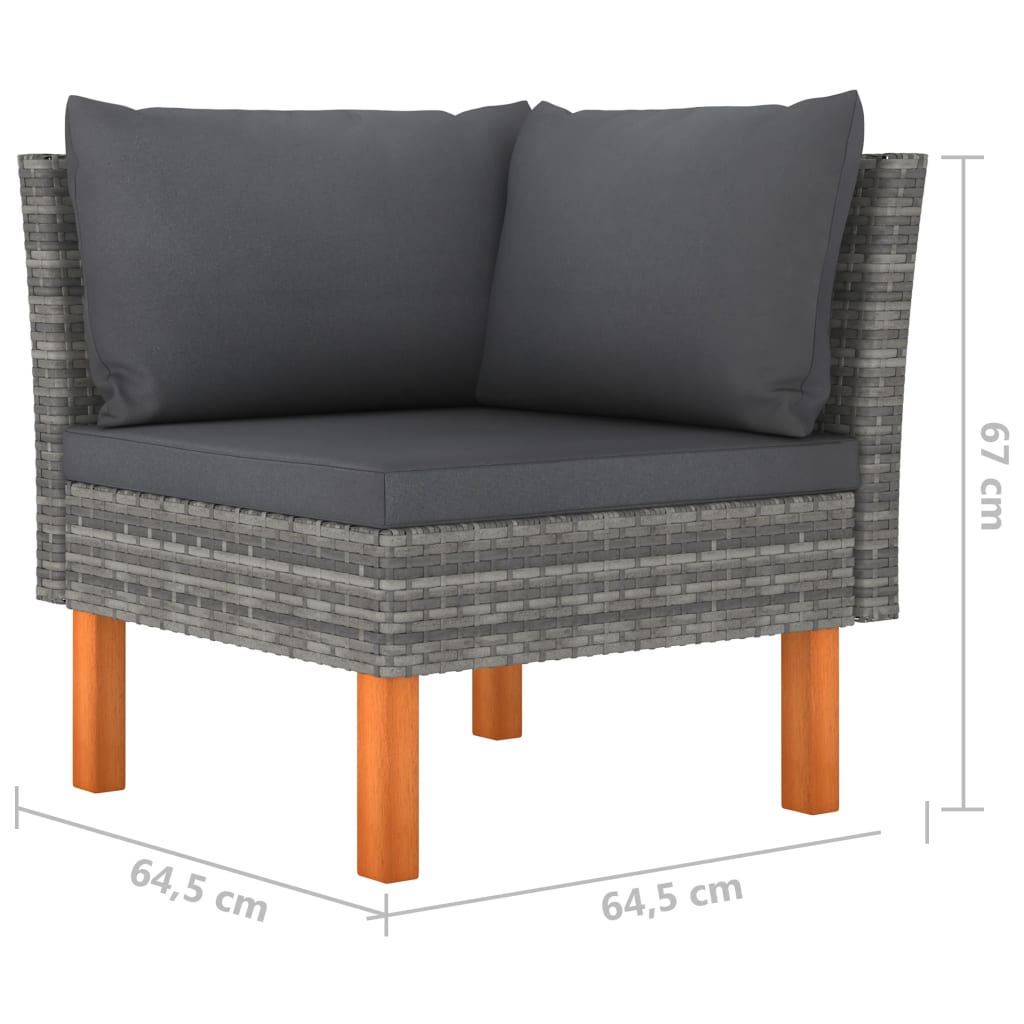 4-tlg. Garten-Lounge-Set mit Kissen Poly Rattan Grau - Pazzar.ch