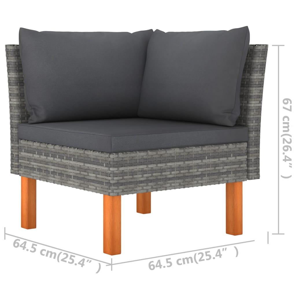 6-tlg. Garten-Lounge-Set mit Kissen Poly Rattan Grau - Pazzar.ch