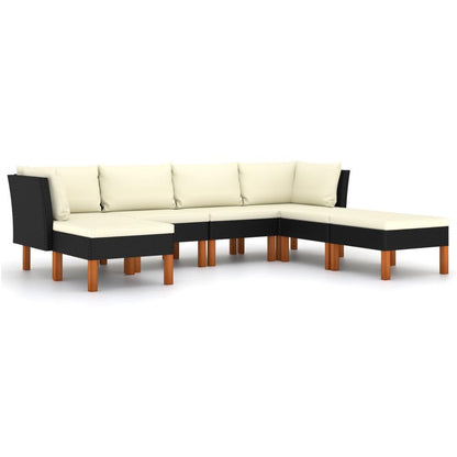 7-tlg. Garten-Lounge-Set mit Kissen Poly Rattan Schwarz - Pazzar.ch