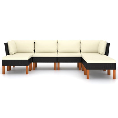 7-tlg. Garten-Lounge-Set mit Kissen Poly Rattan Schwarz - Pazzar.ch