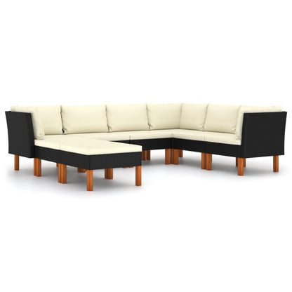 8-tlg. Garten-Lounge-Set mit Kissen Poly Rattan Schwarz - Pazzar.ch