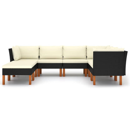 8-tlg. Garten-Lounge-Set mit Kissen Poly Rattan Schwarz - Pazzar.ch