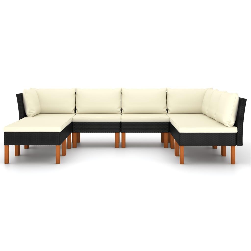 8-tlg. Garten-Lounge-Set mit Kissen Poly Rattan Schwarz - Pazzar.ch