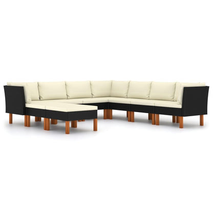 9-tlg. Garten-Lounge-Set mit Kissen Poly Rattan Schwarz - Pazzar.ch