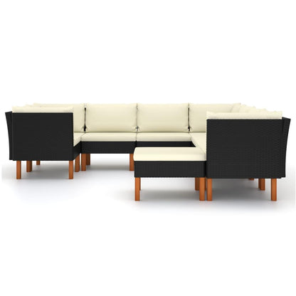 9-tlg. Garten-Lounge-Set mit Kissen Poly Rattan Schwarz - Pazzar.ch