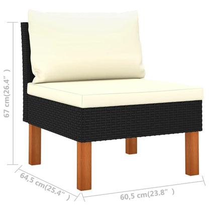 10-tlg. Garten-Lounge-Set mit Kissen Poly Rattan Schwarz - Pazzar.ch