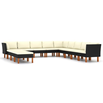 12-tlg. Garten-Lounge-Set mit Kissen Poly Rattan Schwarz - Pazzar.ch
