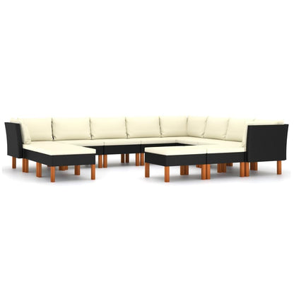 12-tlg. Garten-Lounge-Set mit Kissen Poly Rattan Schwarz - Pazzar.ch