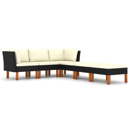 6-tlg. Garten-Lounge-Set mit Kissen Poly Rattan Schwarz - Pazzar.ch
