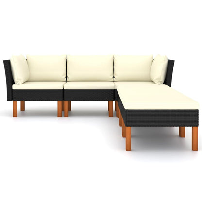 6-tlg. Garten-Lounge-Set mit Kissen Poly Rattan Schwarz - Pazzar.ch