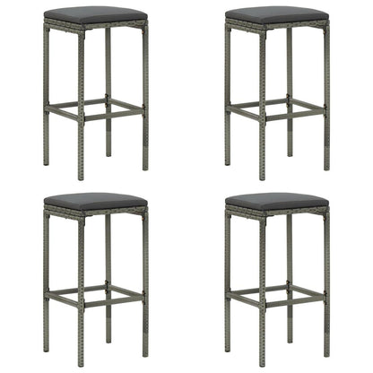 5-tlg. Gartenbar-Set mit Kissen Poly Rattan Grau - Pazzar.ch