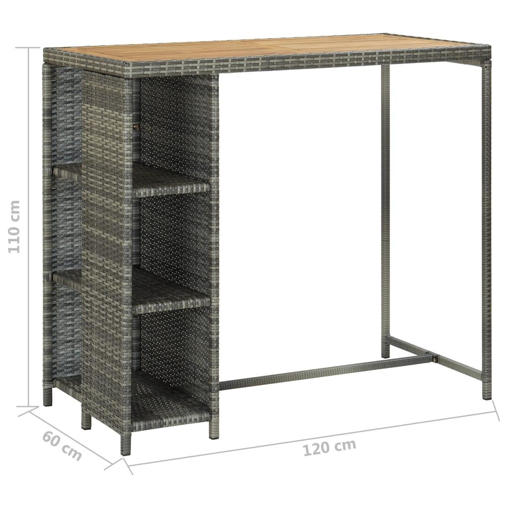 5-tlg. Gartenbar-Set mit Kissen Poly Rattan Grau - Pazzar.ch