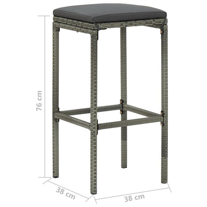 5-tlg. Gartenbar-Set mit Kissen Poly Rattan Grau - Pazzar.ch