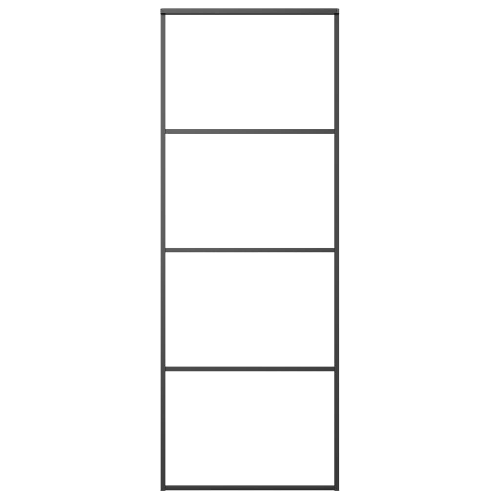 Schiebetür Aluminium und ESG Glas 76x205 cm Schwarz