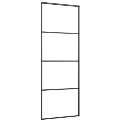 Schiebetür Aluminium und ESG Glas 76x205 cm Schwarz - Pazzar.ch