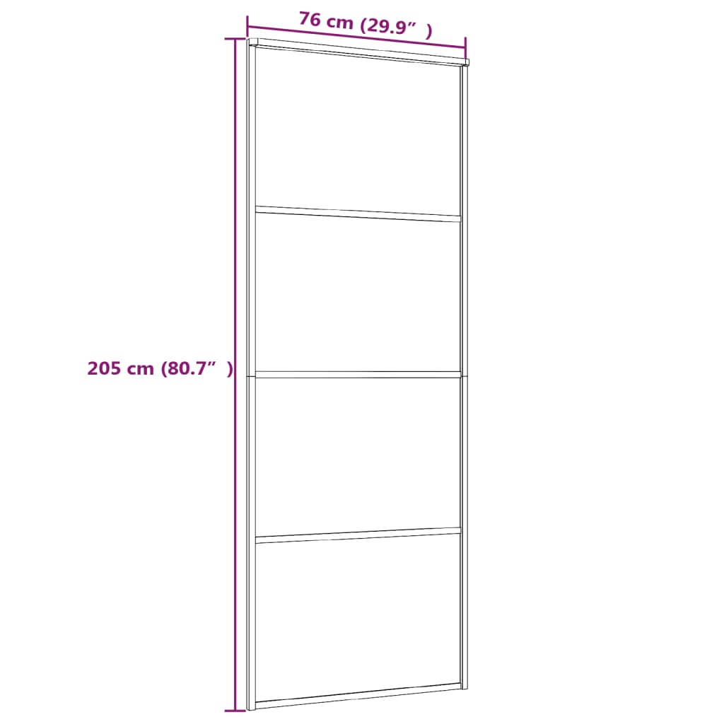Schiebetür Aluminium und ESG Glas 76x205 cm Schwarz - Pazzar.ch