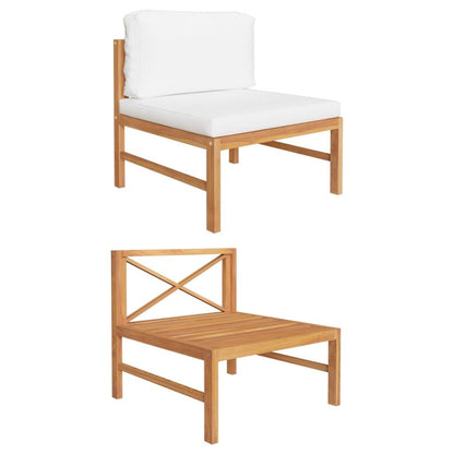 Mittelsofa mit Creme Kissen Teak Massivholz - Pazzar.ch