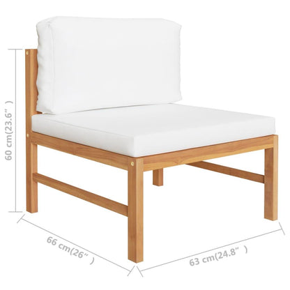 Mittelsofa mit Creme Kissen Teak Massivholz - Pazzar.ch