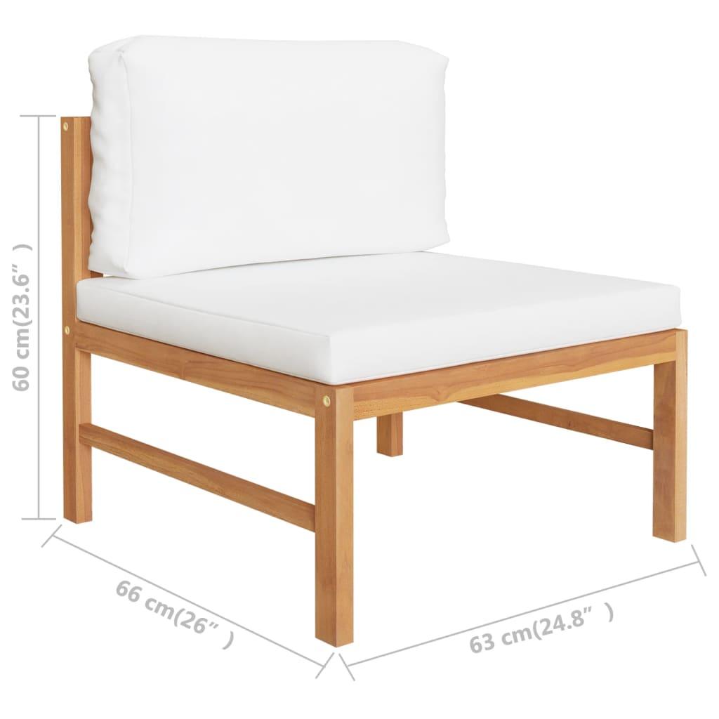 3-tlg. Garten-Lounge-Set mit Creme Kissen Teakholz - Pazzar.ch