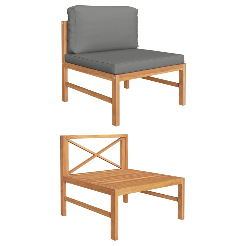Mittelsofa mit Dunkelgrauen Kissen Massivholz Teak - Pazzar.ch