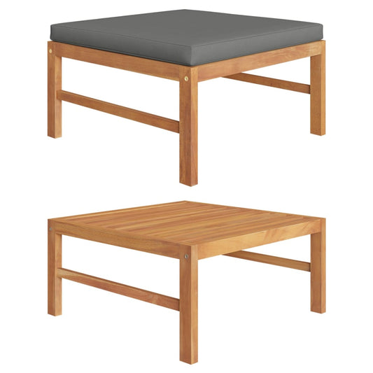 Fußhocker mit Dunkelgrauer Auflage Massivholz Teak - Pazzar.ch