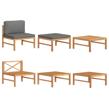 3-tlg. Garten-Lounge-Set mit Dunkelgrauen Kissen Teakholz - Pazzar.ch