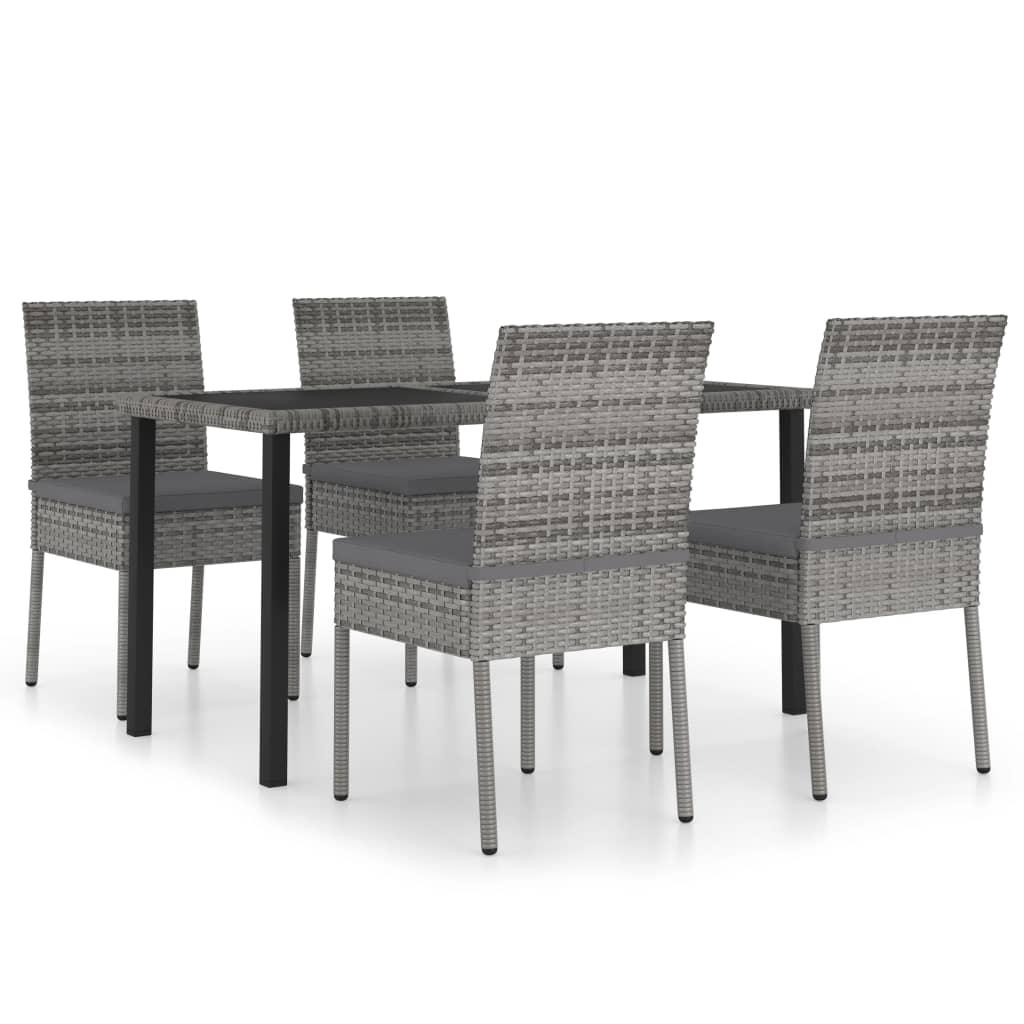 5-tlg. Garten-Essgruppe Poly Rattan Grau - Pazzar.ch