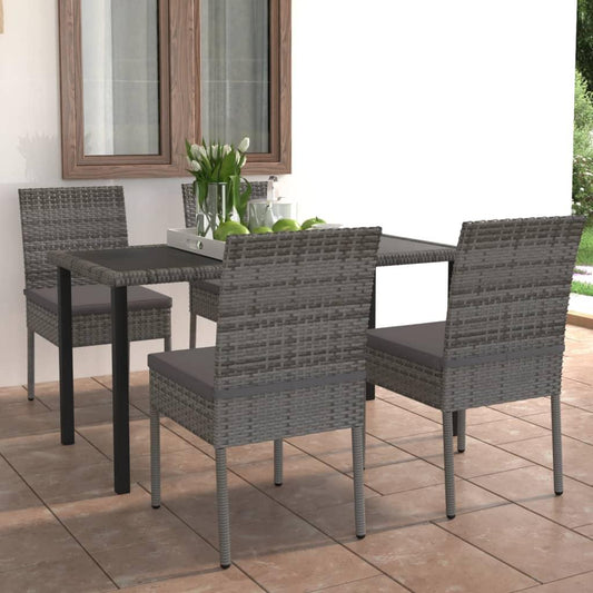 5-tlg. Garten-Essgruppe Poly Rattan Grau - Pazzar.ch