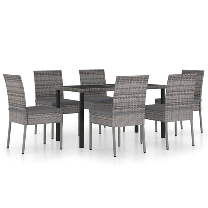 7-tlg. Garten-Essgruppe Poly Rattan Grau - Pazzar.ch