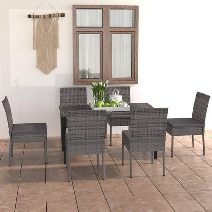 7-tlg. Garten-Essgruppe Poly Rattan Grau - Pazzar.ch