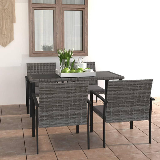 5-tlg. Garten-Essgruppe Poly Rattan Grau - Pazzar.ch