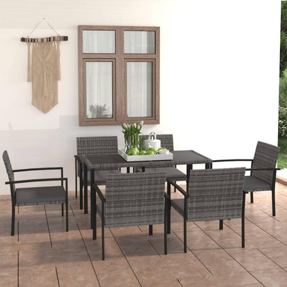 7-tlg. Garten-Essgruppe Poly Rattan Grau - Pazzar.ch