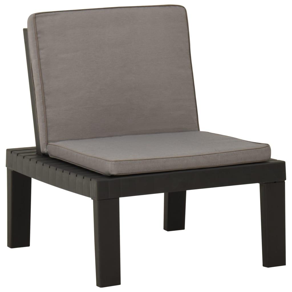 Garten-Lounge-Stuhl mit Auflage Kunststoff Grau - Pazzar.ch