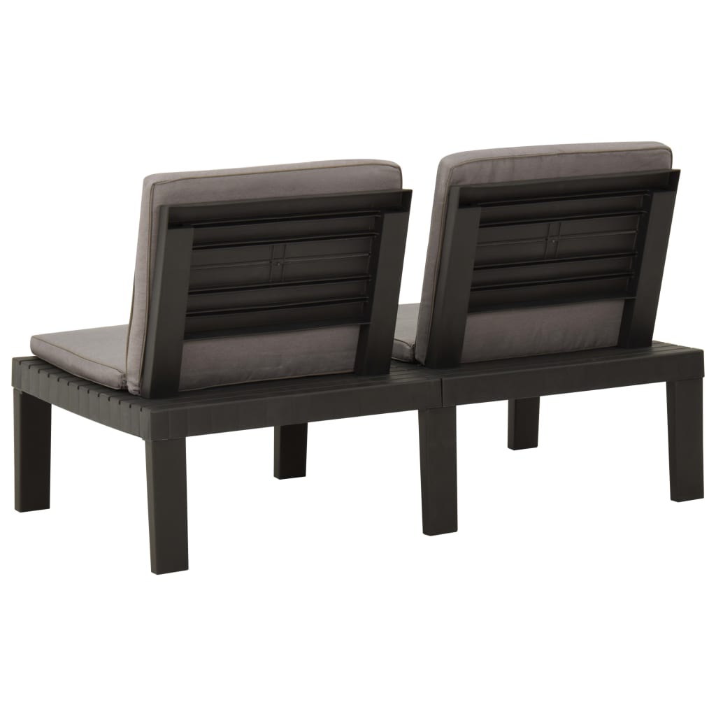 Garten-Lounge-Bank mit Auflagen Kunststoff Grau - Pazzar.ch