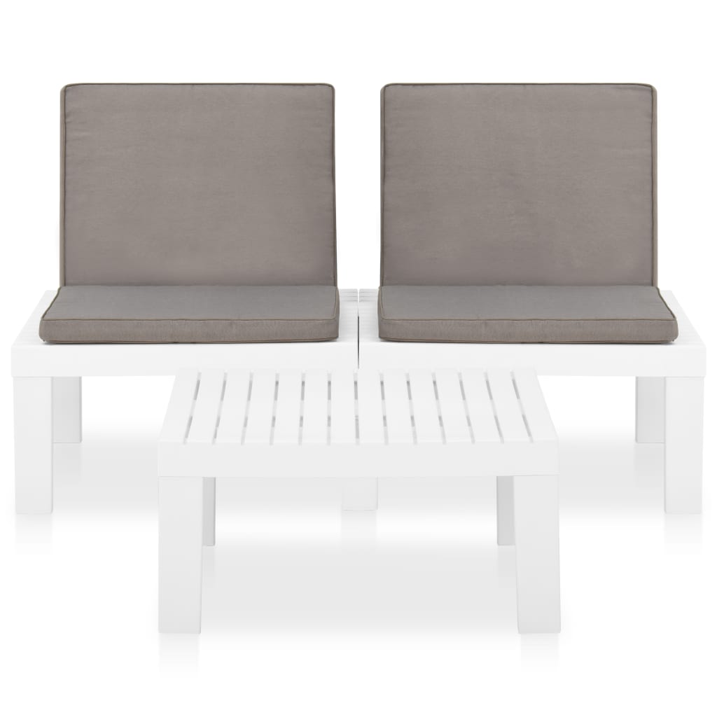 2-tlg. Garten-Lounge-Set mit Auflagen Kunststoff Weiß - Pazzar.ch