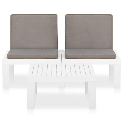 2-tlg. Garten-Lounge-Set mit Auflagen Kunststoff Weiß - Pazzar.ch