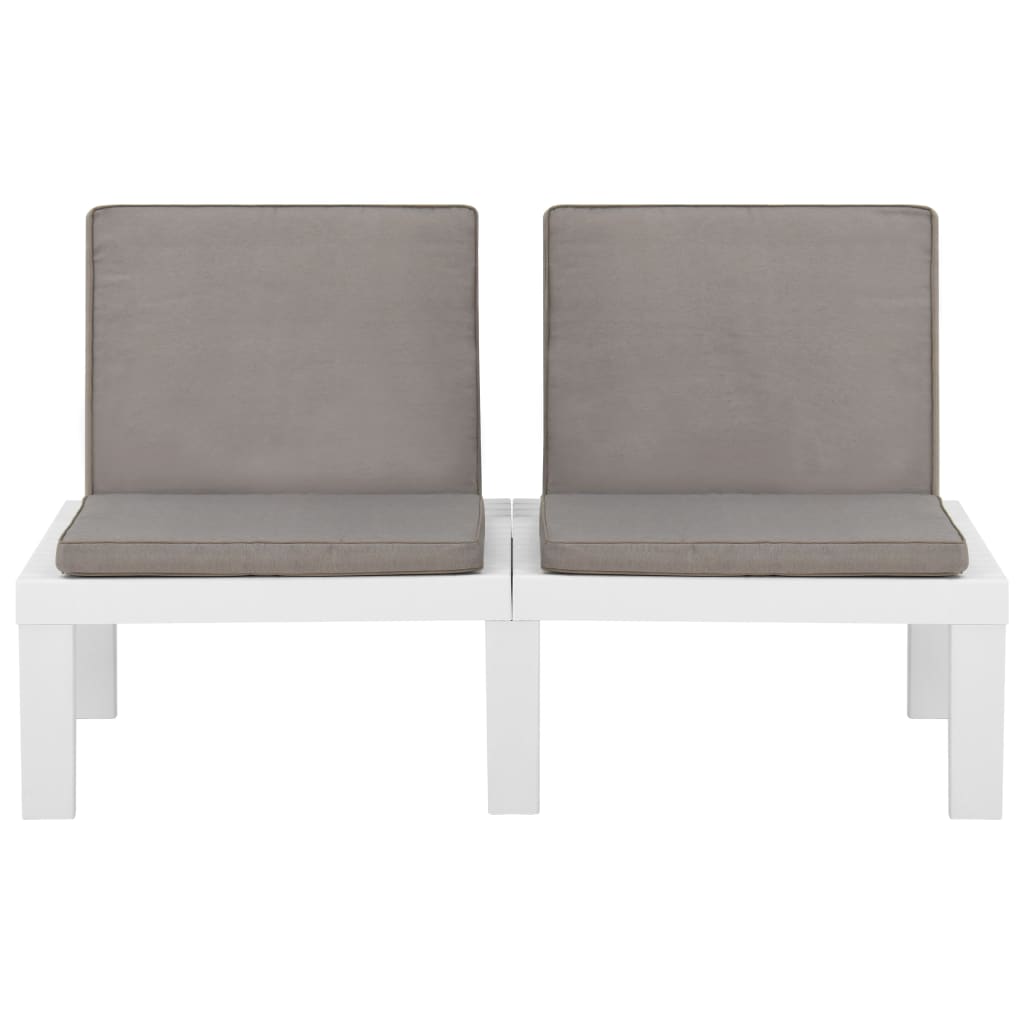 2-tlg. Garten-Lounge-Set mit Auflagen Kunststoff Weiß - Pazzar.ch