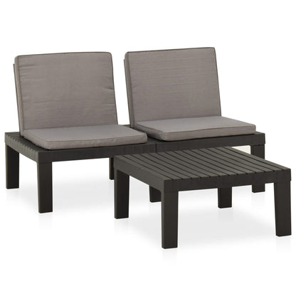 2-tlg. Garten-Lounge-Set mit Auflagen Kunststoff Grau - Pazzar.ch