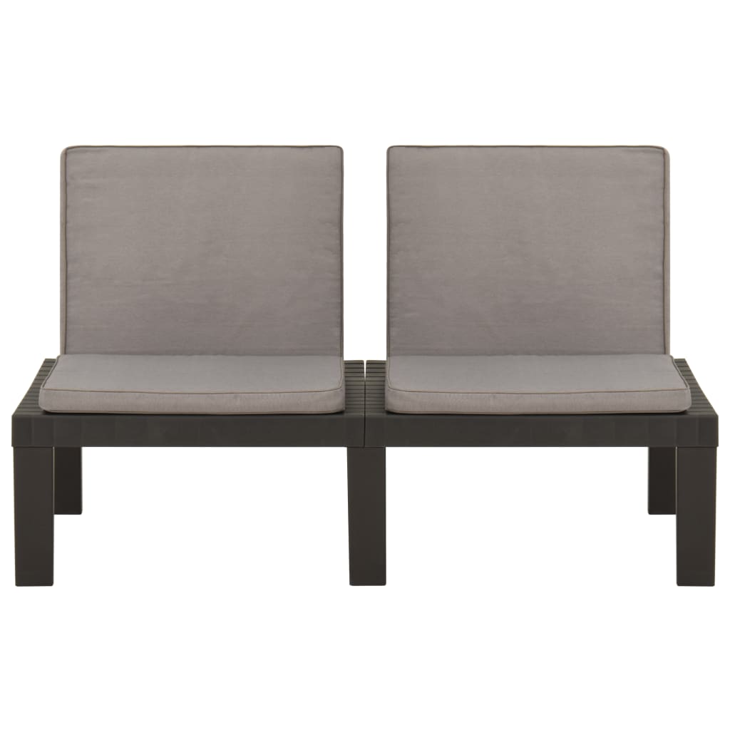 2-tlg. Garten-Lounge-Set mit Auflagen Kunststoff Grau - Pazzar.ch