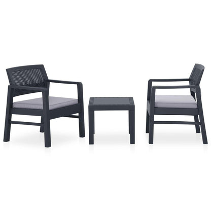 3-tlg. Garten-Lounge-Set mit Auflagen Kunststoff Grau - Pazzar.ch